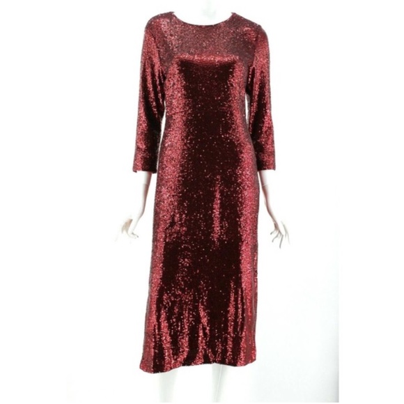 A.L.C. Jagger Sequin Midi Dress in Bordeaux - Picture 9 of 15